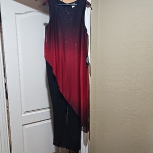VENUS Red and Black Asymmetrical Jumpsuit